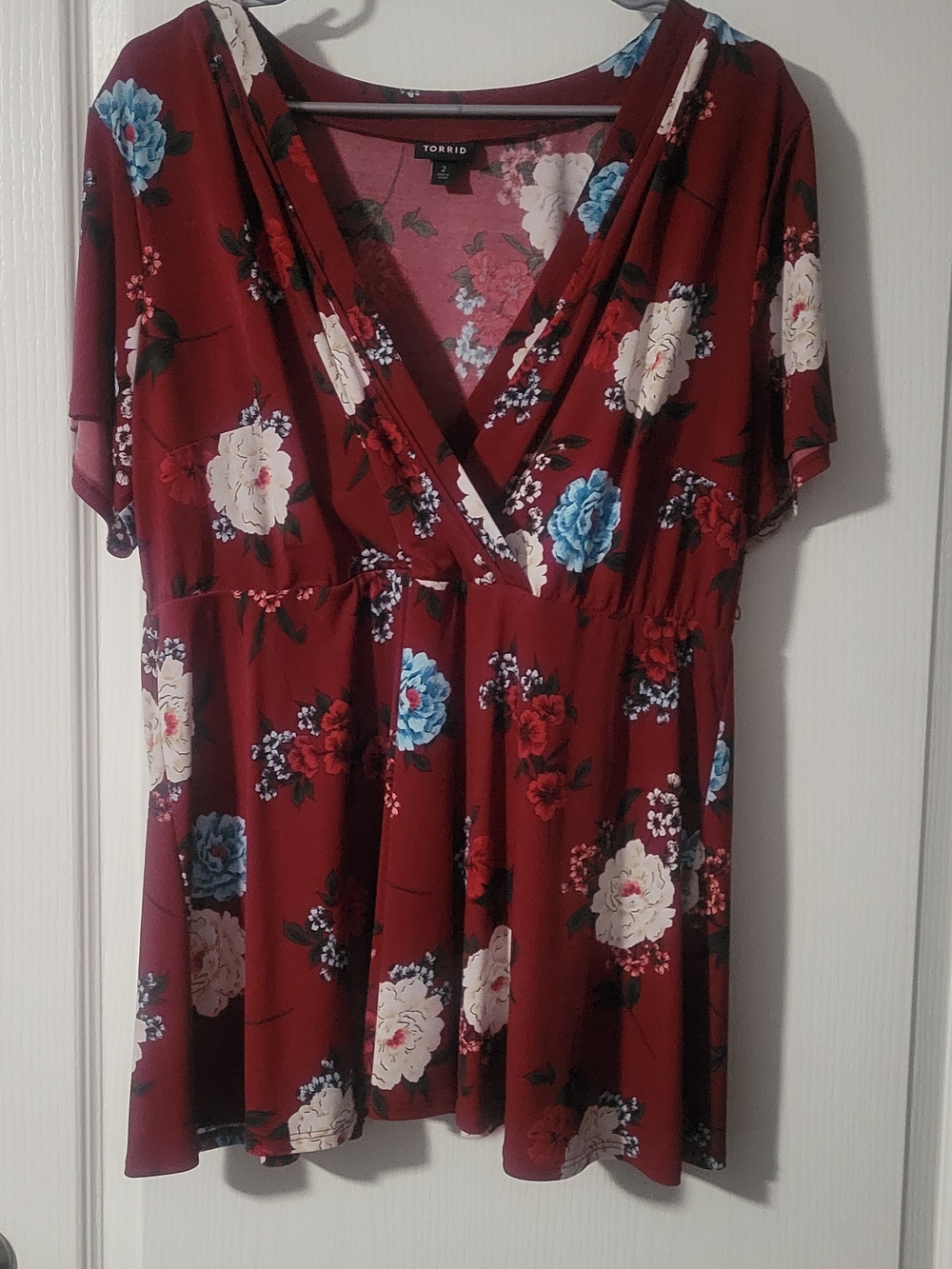 Torrid Burgundy Floral Surplice Top